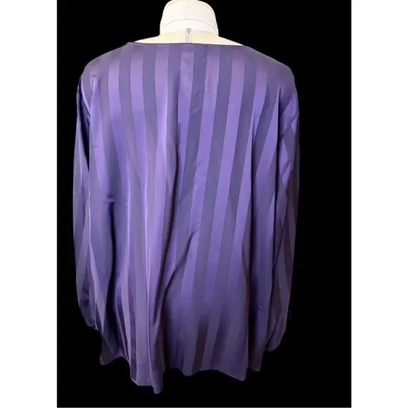 Liz Claiborne Plus Size Blouse Purple Striped Long Sleeve 3X - Picture 5 of 11